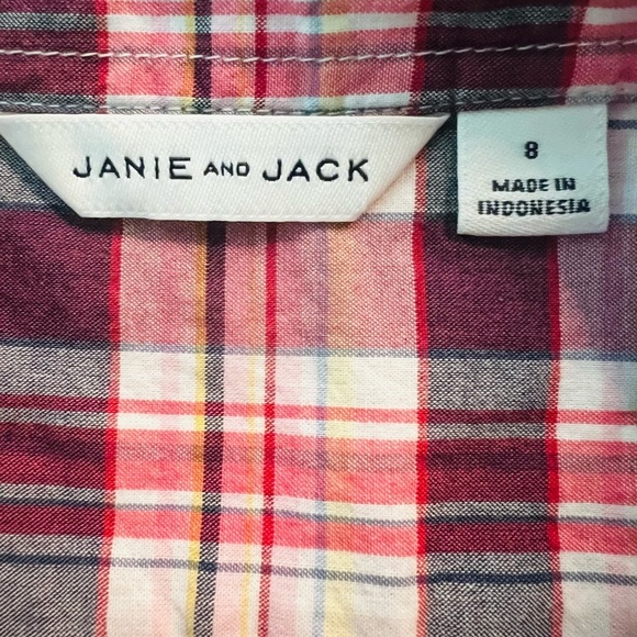 Janie and Jack Plaid Button-Down Shirt Size 8 Long Sleeve - Picture 4 of 7